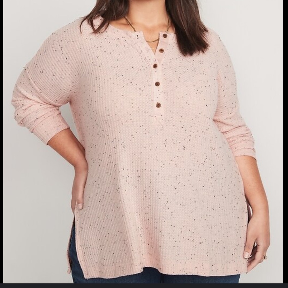 Old Navy Long-Sleeve Waffle-Knit Tunic T-Shirt -Cotton Blend